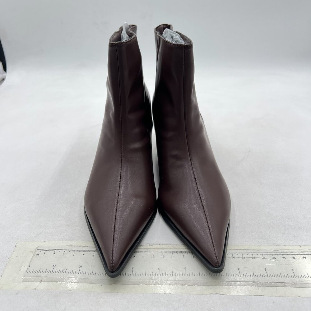 Brown Women Cute Low Heel Ankle Boots Pointed Toe Side Zip Up Prom Party Shoes - Picture 2 of 7